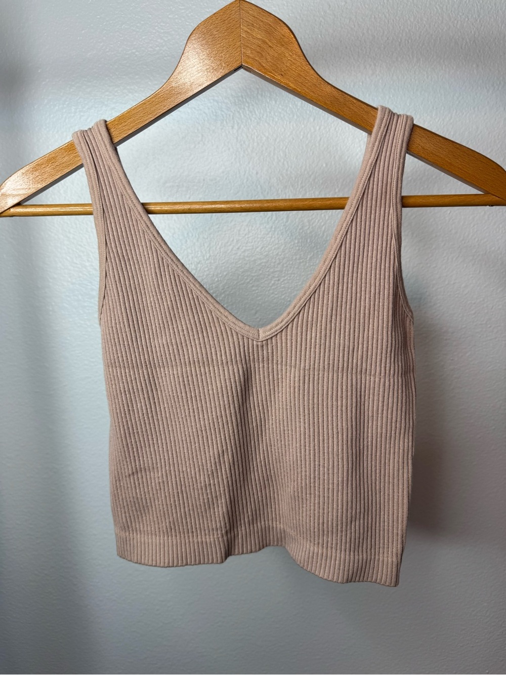 Ribbed Free People V-Neck Tank Top - Blush Pink